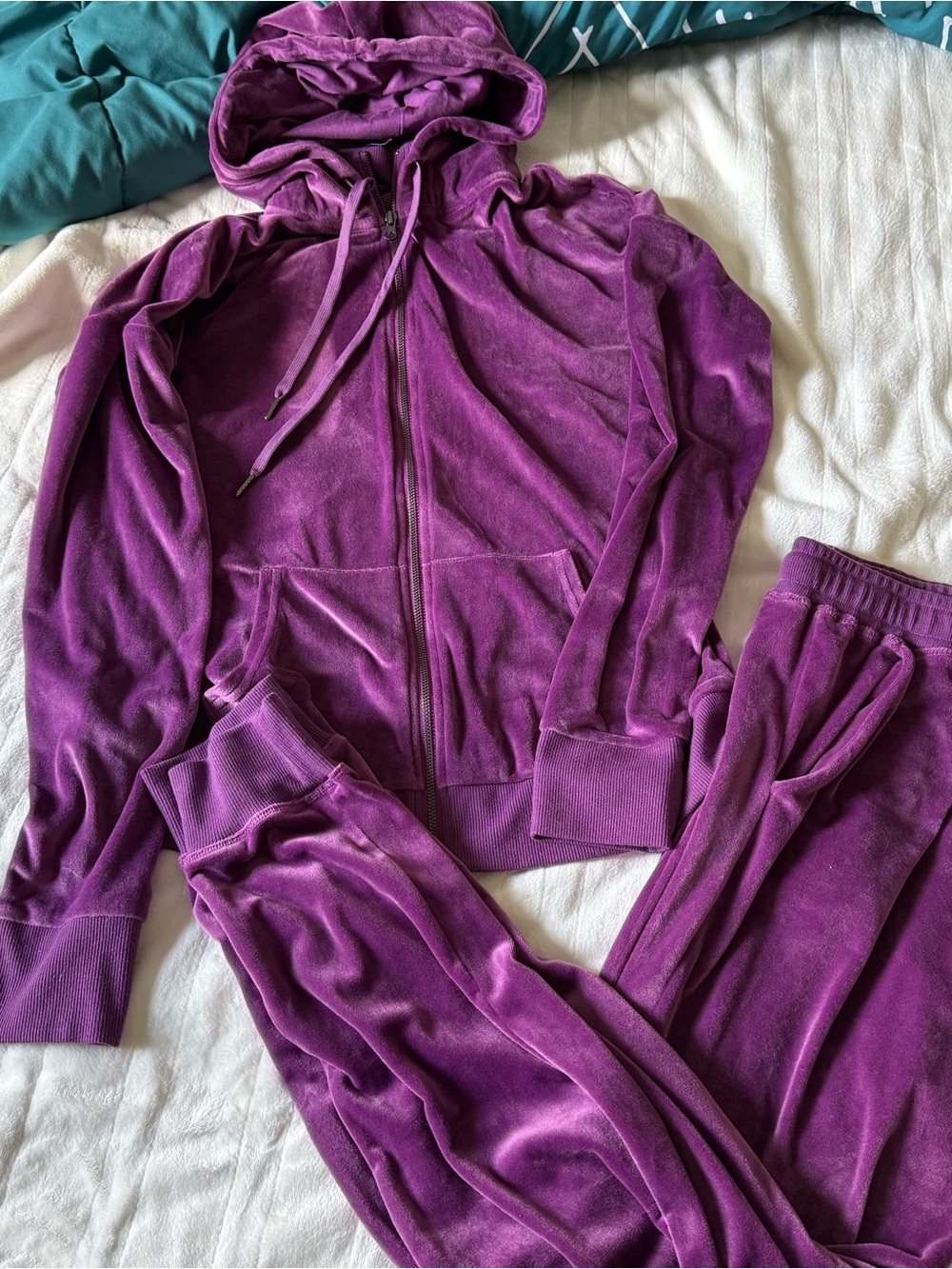 Lularoe Plum Velvet Zip-Up Hoodie & Jogger Set